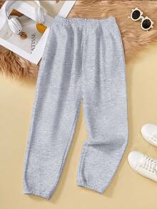 SHEIN Tween Girls Solid Color Casual Style Sweatpants, Suitable For Leisure Outings