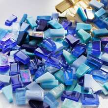 150克/5.3盎司混合尺寸玻璃马赛克瓷砖，DIY艺术项目工艺用品，家居装饰工艺配件玻璃用品