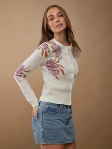 WESTFADE Áo len cardigan dài tay cổ tròn cài nút phía trước phong cách miền Tây nước Mỹ, dễ thương theo phong cách Boho mùa thu đông cổ điển, áo khoác kiểu nông trại cao bồi, quà tặng thoải mái, Giáng sinh, trang phục miền Tây hòa nhạc đồng quê dành cho nữ, phong cách Trung Tây - Màu be - Xem 4