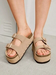 Solecia Woman Shoes Fashionable Thick-Soled Slippers For Versatile Use For Spring And Summer Vacation Shoes Summer Spring Shoes Spring Break Easter For Christmas - Khaki - View 9