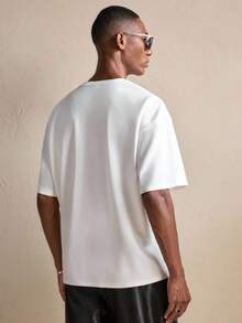 AKNOTIC 男士休闲水钻装饰宽松圆领 T 恤 - 白色 - 查看 6