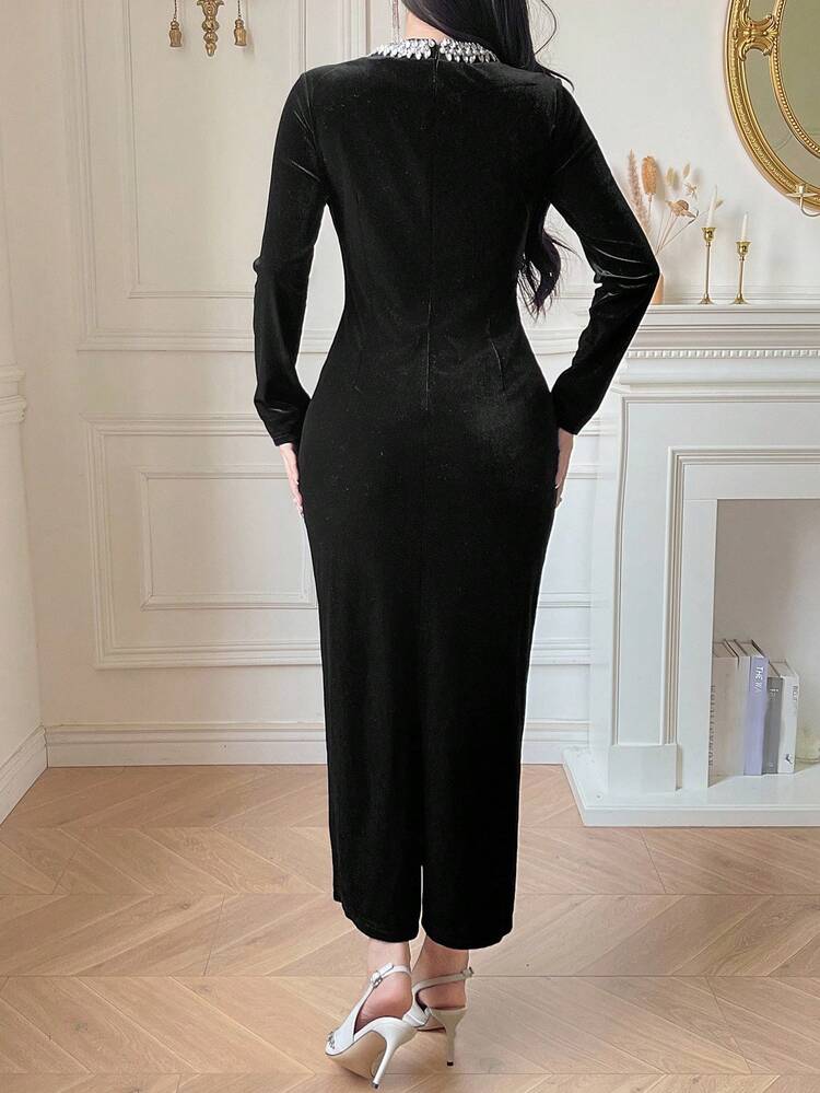 Black Velvet Dress, French Luxury Niche High-End Women's Gown Prom Dress Elegant Women Dresses
