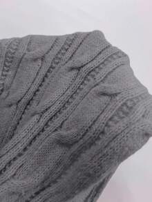 EMERY ROSE Women's Casual Cable Pattern Crew Neck Long Sleeve Sweater, Autumn/Winter - Grey - View 8