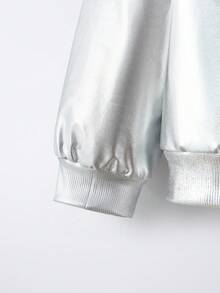 Maija Kids 秋冬少女时尚金属亮片长袖夹克 - 銀色 - 查看 4