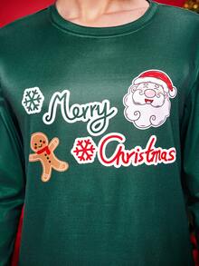 SHEIN Conjunto de pijama de Navidad con elementos para hombres de talla grande - Verde - Ver 6