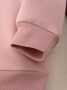 Loomiva Baby Girl Letter Pattern Soft Knit Crew Neck Long Sleeve Pullover Sweatshirt - Pink - View 8