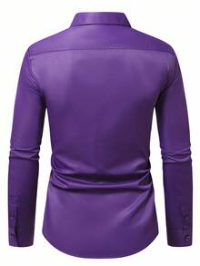 Manfinity Mode 加大码男士纯色长袖纽扣衬衫，休闲商务款，秋季款