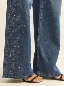 Daynim 高腰阔腿牛仔裤 - 藍色 - 查看 7