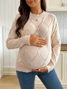 SHEIN Versatile Casual Loose Fit Crew Neck Long Sleeve Pullover Maternity Sweater