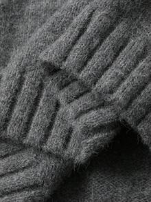 DAZY 女式纯色长袖拉链连帽开衫和针织裤休闲两件套，秋季 - 灰色 - 查看 8