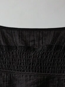 SHEIN PETITE CURVE Elegant Solid Color Waist Cinched Slim Fit Dress - Black - View 6