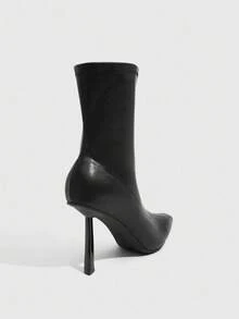 Daringsoles Women's Pointed Toe Slim Fit Ankle Boots With Thin High Heels - Black - View 5