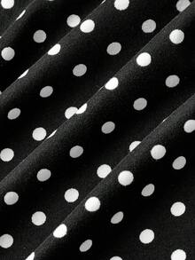 SHEIN MOD Women's 3D Floral Decor Low Waist Ruched Slit Fitted Pencil Skirt,Black White Polka Dot,Autumn,Elegant,Party,Christmas Elegant Split Skirts - Black and White - View 7