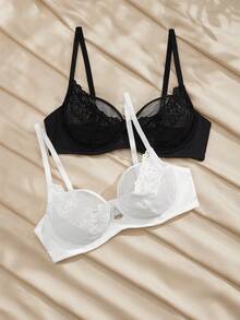 Charlaine 2pcs Women's Fashion Comfortable Sexy Lace Wireless Bra Set