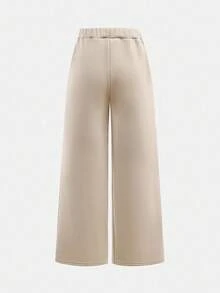 Girlism 少女休闲针织连帽卫衣和卫衣套装 - 卡其色 - 查看 11