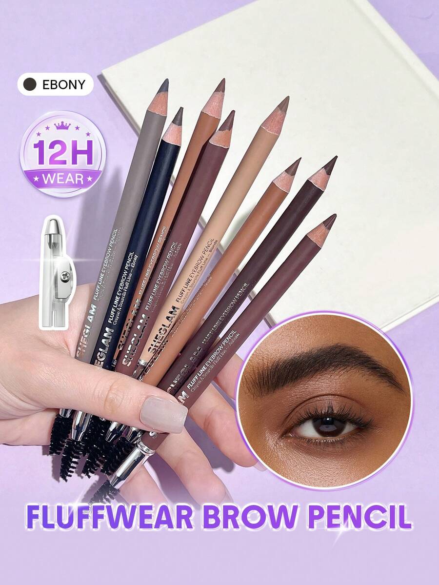 SHEGLAM Fluff Line ÖGonbrynspenna-Ebony MäRke SköNhet Smink Kosmetika FöR Kvinnor Och Flickor Perfekt FöR Sommar VåR Idealisk FöR Y2K Elegant Mode Passande FöR FöDelsedag Mors Dag GåVa Fest Klar BäSt FäRg - Ebony - Visa 1