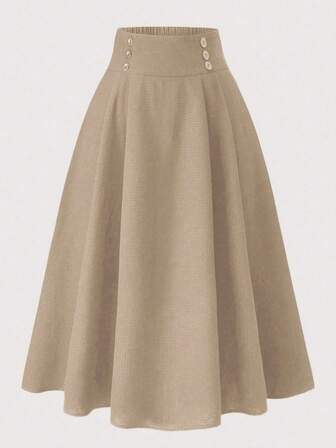 Mulvari Falda con dobladillo de paraguas de unicolor versátil y casual de talla grande