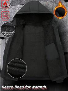 Manfinity Homme Thickened Thermal Lined Multi-Pocket Warm Long Sleeve Padded Coat For Men, Winter Coat Outerwear, Puffer - Black - View 8