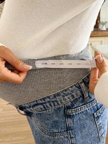 SHEIN 孕妇休闲百搭口袋阔腿工装牛仔裤 - 中等水洗藍 - 查看 3