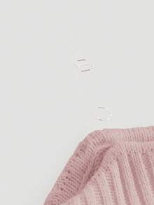 Girlism Tween Girls Knit Off-Shoulder Flared Sleeve Cropped Sweater, Elegant Party Knitwear For Fall/Winter - Dusty Pink - View 3