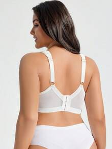 SHEIN 1pc Plus Size Women Leopard Lace Underwire Bra - White - View 2