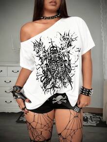 Whyspr Áo thun ôm vừa vặn họa tiết chắp vá ren Rave - trắng - Xem 3