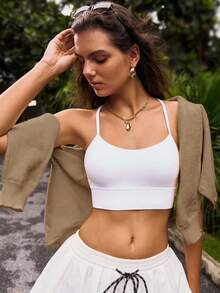 SHEIN BASICS 休闲纯色圆领长袖宽松短款女式毛衣开衫秋冬女装 - 駝色 - 查看 8