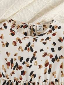 Emery Rose Kids Emery Rose Kids 年轻女孩年轻女孩双胞胎女孩碎花圆领泡泡袖修身休闲蛋糕 A 字连衣裙，秋冬新品，年轻女孩，妈妈和姐妹和我搭配。返校 - 卡其色 - 查看 8