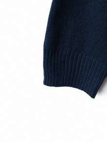 Linhara Plus Size Women Knitted Wool Sweater Loungewear Set, Coffee Color - Navy Blue - View 5