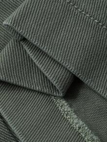 DAZY Retro American Design Loose Fit Multi-Pocket Casual Cargo Jeans For Women - Olive Green - View 9