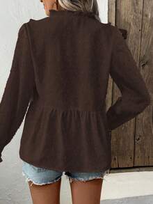 Breezaya Women's Deep V-Neck Puff Sleeve Cutout Blouse