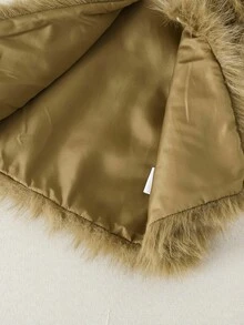 女童 3件組 毛絨背心、長袖T恤與喇叭褲套裝，秋冬保暖服飾，聖誕萬聖節家庭親子套裝 - 棕色 - 查看 6
