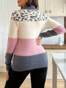 SHEIN Versatile Casual Loose Fit Crew Neck Long Sleeve Pullover Maternity Sweater - Multicolor - View 2