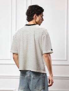 SUMWON Áo thun tay ngắn kẻ sọc cổ tròn dáng thường ngày đơn giản, mặc dạo phố, phù hợp cho mọi mùa, thiết yếu hàng ngày - Nhiều màu - Xem 2