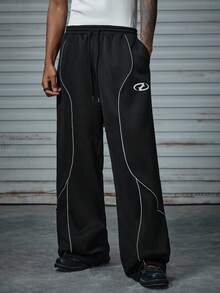 AXEPEAK Men's Contrast Trim Drawstring Waist Elastic Sweatpants