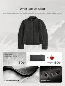 GLOWMODE DreamLyx Chill Soft Smooth Warm Lightweight Sweat-Wicking Water-Repellent Slim-Fit Down-Proof Puffer Jacket Autumn Winter Outdoor Daily Casual - Black - View 3