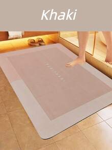 1PC Quick Drying Anti Slip Bath Mat - Super Absorbent, Lightweight Polyester, 0.25cm Thick, Machine Washable, Super Absorbent Bathroom Floor Mat - Quick Drying Anti Slip, Soft And Comfortable Suitable For Bathroom, Bedroom, Kitchen And Shower Room, Laundry Room, Bedroom, Doorway - Grey, Khaki And Stripe Designs, Bathroom Mat | Decorative Floor Mat | Absorbent Material, Bathroom Mat Back To School - Multicolor - View 3