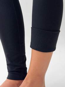 FavEase Women's Casual Versatile Waistband Ruched Skinny Leggings, Suitable For All Seasons - Black - View 7