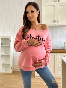 SHEIN Casual Long Sleeve Crew Neck Printed Sweatshirt, Autumn/Winter - Pink - View 3