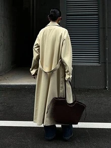 DAZY Casaco Trench Feminino Casual com Gola Virada e Cintura Marcada, Outono