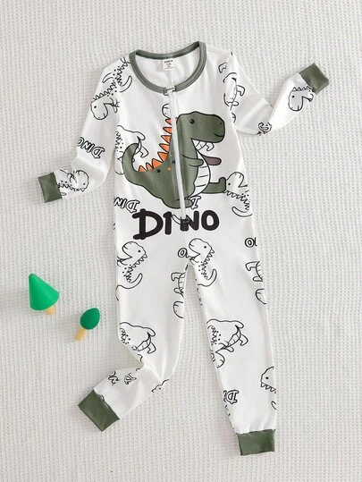 Young Boy Minimalist Red Truck Print Long Sleeve Jumpsuit Pajamas Snug Fit Dinosaur Pajamas Boys Dinosaur Outfit Kids Pajamas Dinosaur Sleepwear