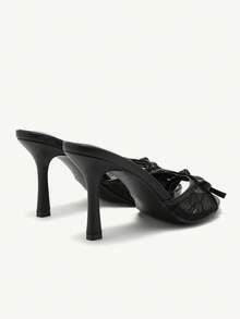 CUCCOO CHICEST Brown PU Women Pointed Toe High Heel Mules Spring Shoes Spring Break Easter Prom Heels For Christmas - Black - View 8