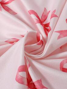 2pcs Girls Cute Bow Print Cardigan And Pants Comfortable Pajama Set - Multicolor - View 4