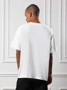 SUMWON 宽松常规版型必备T恤，实用口袋，日常街头风，优质棉混纺，圆领，基础衣橱经典夏季休闲纯色 - 白色 - 查看 3