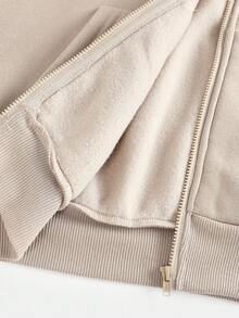 Girlism 少女休闲针织连帽卫衣和卫衣套装 - 卡其色 - 查看 16