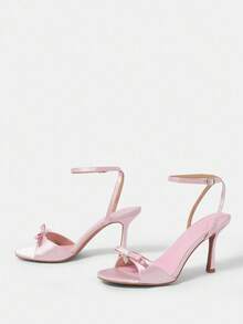 CUCCOO CHICEST Ladies' Pink Satin Round Toe High Heel Sandals With Ankle Strap Spring Shoes Spring Break Easter Prom Heels
