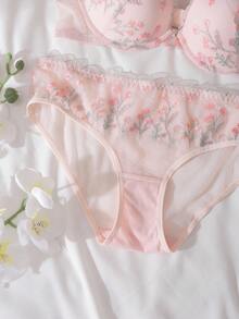 DelicateAllure Blumen-Stickerei Lingerie Set für Frauen