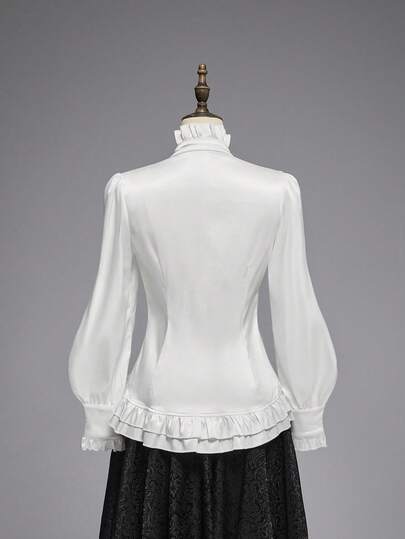 EDITION Blouse ajustée pour femmes avec col en dentelle gothique, style palais pour Halloween