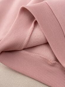 Loomiva Baby Girl Letter Pattern Soft Knit Crew Neck Long Sleeve Pullover Sweatshirt - Pink - View 6