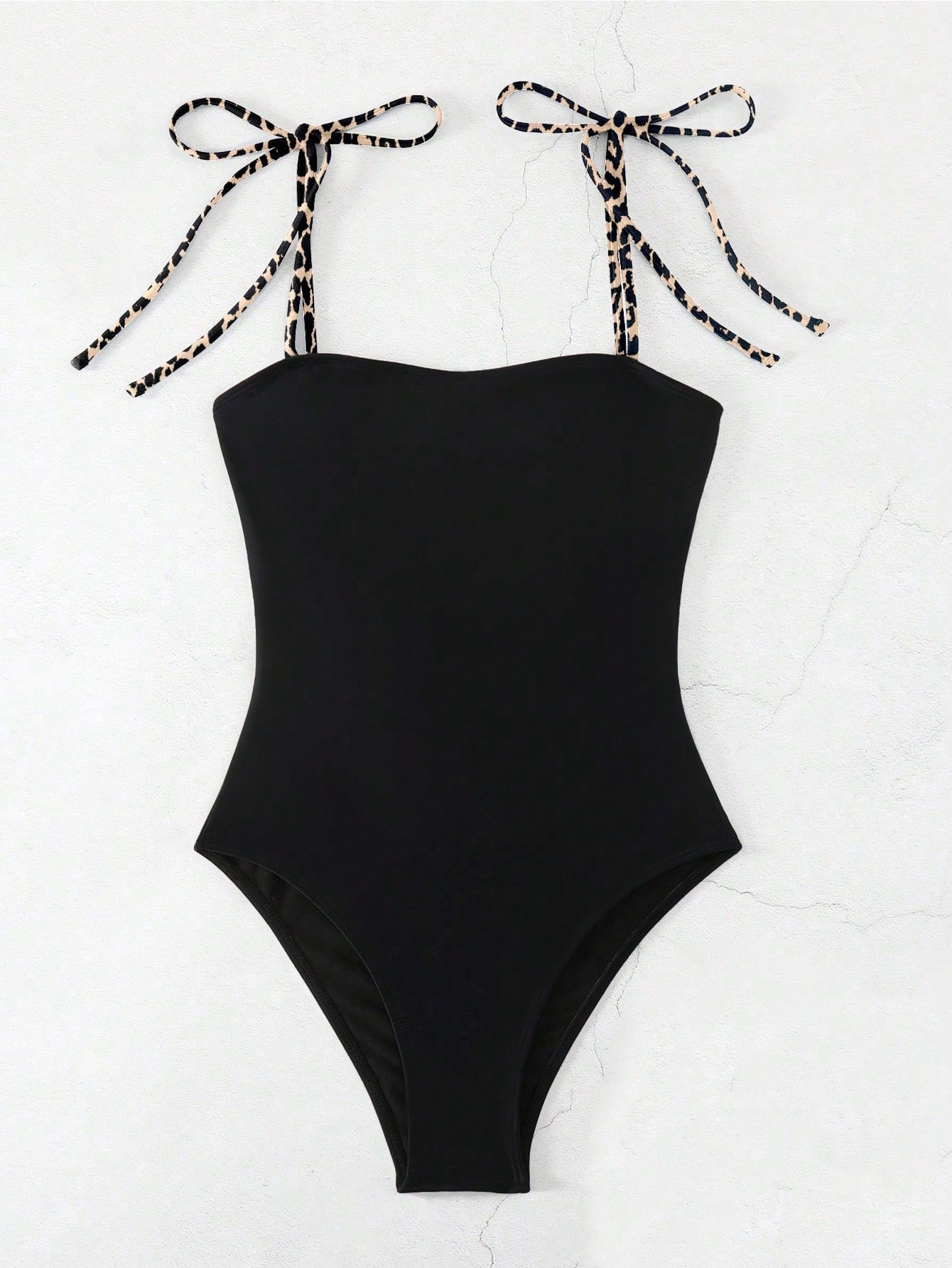 Swim Vcay Maiô Estampado de Oncinha com Amarrações Nas Costas para Praia e Férias - Preto - Visão 2